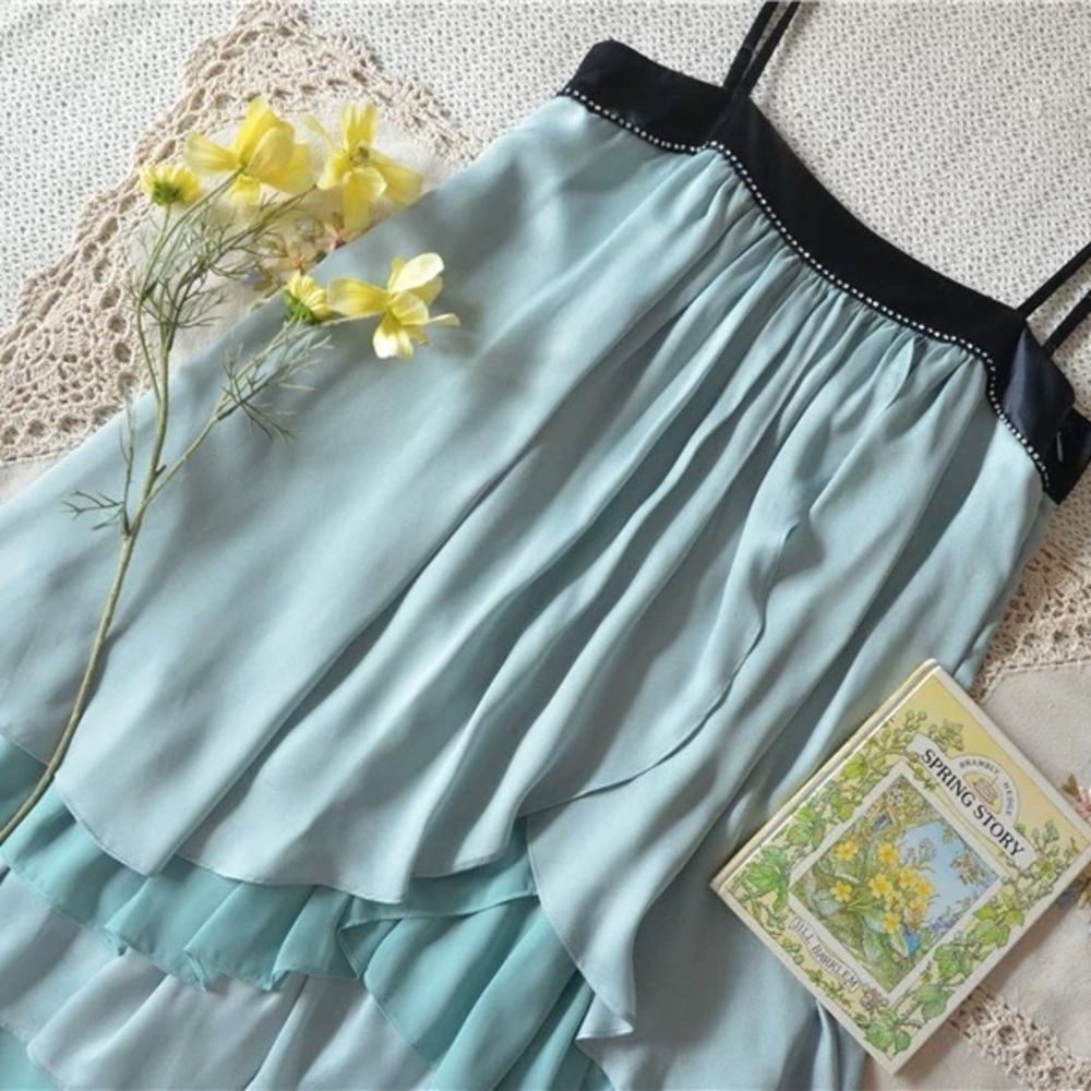 light blue/teal layered shift dress
